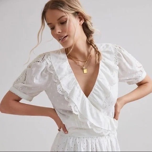 Forever That Girl by Anthropologie white cotton eyelet lace blouse - Picture 11 of 11